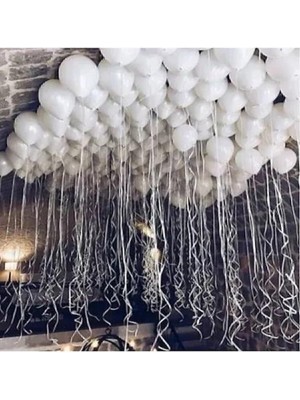 Feyza Design 50’li Metalik Beyaz Balon – Şık ve Zarif Parti Dekoru