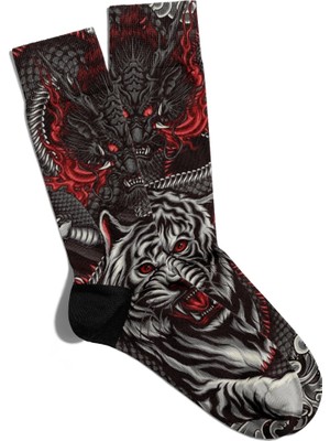 Eğlenceli Çorap Unisex  Animal Kaplan Desen Baskılı Çorap