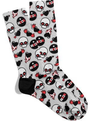 Eğlenceli Çorap Unisex Rock Kuru Kafa Desen Baskılı Çorap