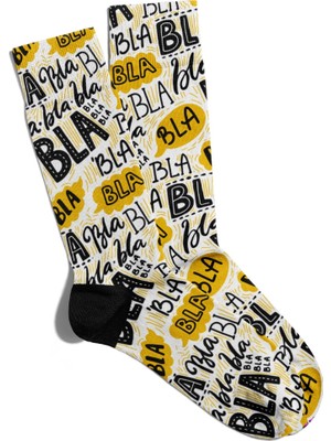 Eğlenceli Çorap Unisex Bla Bla  Popart Baskılı Çorap
