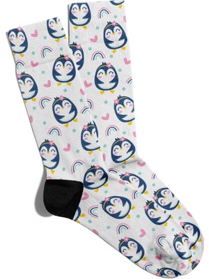Eğlenceli Çorap Unisex  Cute Penguen Baskılı Çorap
