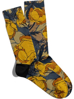 Eğlenceli Çorap Unisex  Summer Flower Cicek Baskılı Çorap