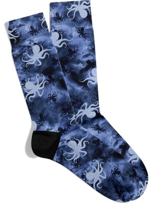 Eğlenceli Çorap Unisex Ahtapot Deniz  Desen Baskılı Çorap Eglncn