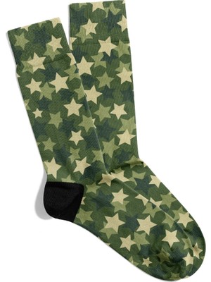 Eğlenceli Çorap Unisex Kamuflaj Yıldız Desen Baskılı Çorap