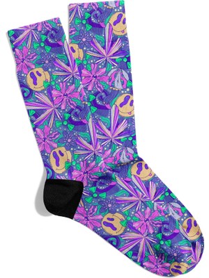 Eğlenceli Çorap  Unisex Flower Yaz Emoji Desen Baskılı Çorap