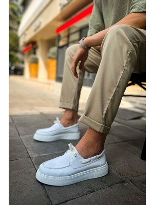 Roof Atelier Erkek Beyaz Bağcıklı Loafer Ayakkabı - 419 - Cbt Torrini