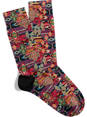 Eğlenceli Çorap  Unisex Geometrik Karışık Etnik Desen Baskılı Çorap