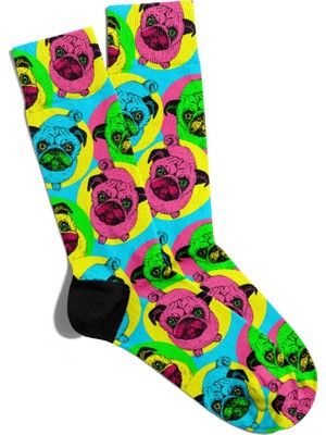Eğlenceli Çorap Unisex Sevimli Pug Baskılı Çorap