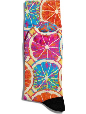 Eğlenceli Çorap Unisex  Renkli Meyve Baskılı Çorap