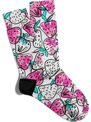 Eğlenceli Çorap Unisex  Çilek Popart Summer Baskılı Çorap