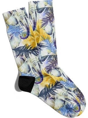 Eğlenceli Çorap Unisex  Fil ve Çicek Yaz Esinti Desen Baskılı Çorap