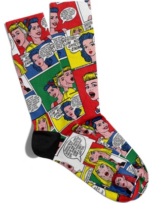 Eğlenceli Çorap Unisex  Cool Popart Bla Baskılı Çorap