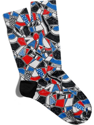 Eğlenceli Çorap Unisex  Renkli Geometrik Baskılı Çorap