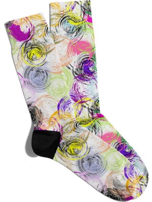 Eğlenceli Çorap Unisex  Renk Döngüsü Geometrik Baskılı Çorap