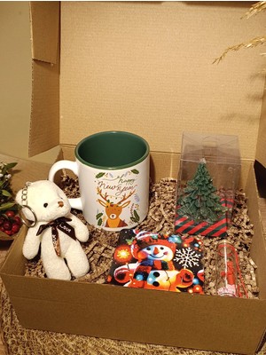 Paganca Hediye Seti Beyaz Ayıcık Anahtarlık - Kupa - Bardak Altlığı - Dilek Şişesi - Çam Ağacı Mum