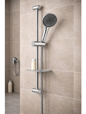 Ahlez Sürgülü Krom Yağmurlama 5 Fonksiyonlu Lilyum Model Duş Seti