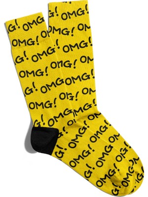 Eğlenceli Çorap Unisex Sevimli Sarı Omg Popart Baskılı Çorap