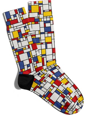 Eğlenceli Çorap Unisex  Geometrik Renkli Çizgi Baskılı Çorap