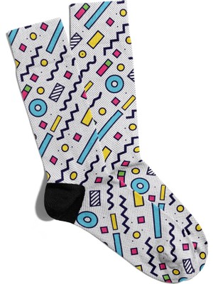 Eğlenceli Çorap Unisex Geometrik Cizgi Desen Baskılı Çorap