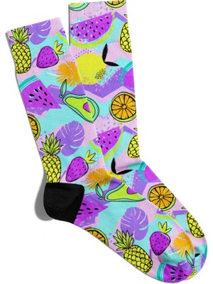 Eğlenceli Çorap Unisex Tropikal Meyve Summer Baskılı Çorap