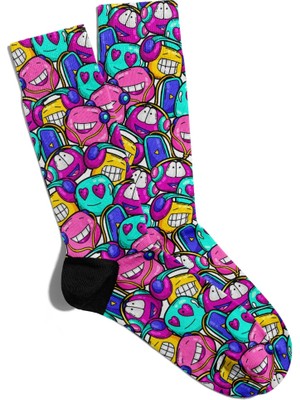 Eğlenceli Çorap Unisex  Popart Music Ex Baskılı Çorap
