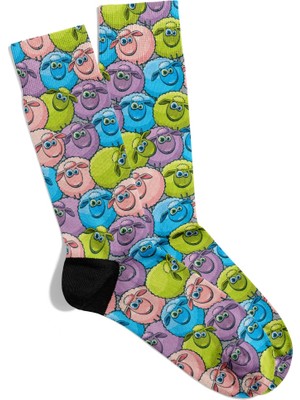 Eğlenceli Çorap Unisex Renkli Kuzular Desen Baskılı Çorap