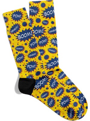 Eğlenceli Çorap Unisex Whamm Poow Desen Baskılı Çorap