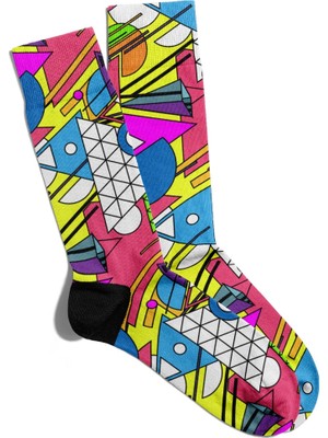 Eğlenceli Çorap Unisex Geometrik Renkli Baskılı Çorap