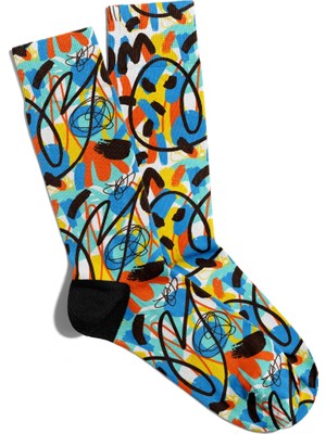Eğlenceli Çorap Unisex  Renk Geçişleri Popart Baskılı Çorap