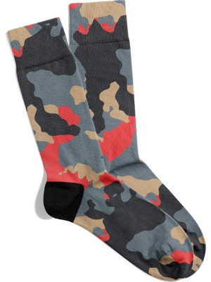 Eğlenceli Çorap Kamuflaj Desen Baskılı Çorap