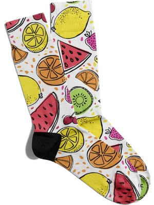 Eğlenceli Çorap Unisex  Summer Meyve Plaj Baskılı Çorap