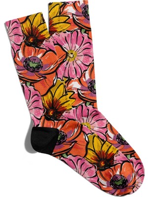 Eğlenceli Çorap Unisex  Flower Yaz Çicekleri Baskılı Çorap