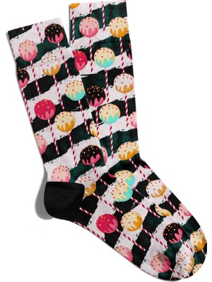 Eğlenceli Çorap Unisex Renkli Lolipop Popart Baskılı Çorap