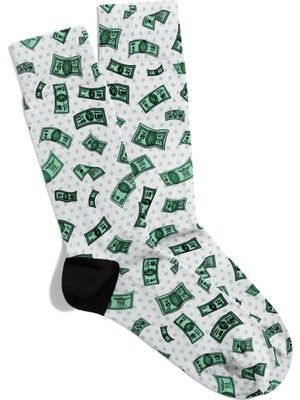 Eğlenceli Çorap Unisex Yeşil Money Desen Baskılı Çorap