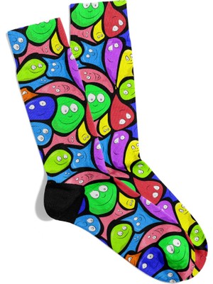 Eğlenceli Çorap Unisex Popart Renkli Baskılı Çorap