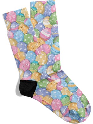 Eğlenceli Çorap Unisex Renkli Yumurtalar Desen Baskılı Çorap
