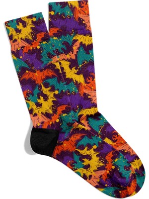 Eğlenceli Çorap  Unisex Animal Yarasa Desen Halloween Baskılı Çorap
