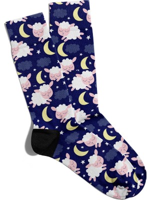 Eğlenceli Çorap Unisex Sevimli Kuzu Laciver Baskılı Çorap