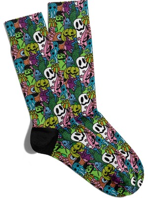 Eğlenceli Çorap Unisex Halloween Desen Baskılı Çorap