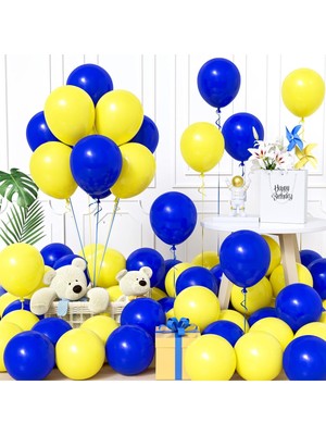 Feyza Design 40 Adet Sarı & Lacivert Balon Seti - Canlı Parti Dekoru