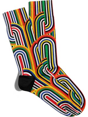Eğlenceli Çorap Unisex  Renkli Geometrik Baskılı Çorap