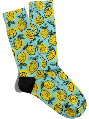 Eğlenceli Çorap Unisex  Yaz Tasarımlı Limon Desen Baskılı Çorap