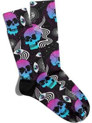 Eğlenceli Çorap Unisex Space Skull Baskılı Çorap