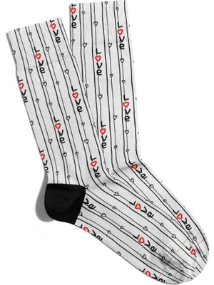 Eğlenceli Çorap Unisex Love Şerit Baskılı Desen Baskılı Çorap