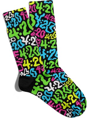Eğlenceli Çorap Unisex Renkli Rakamlar Baskılı Çorap