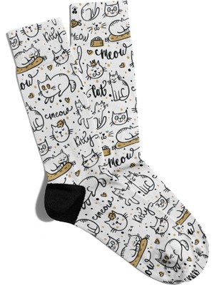Eğlenceli Çorap Unisex Love Cat Meoow Baskılı Çorap
