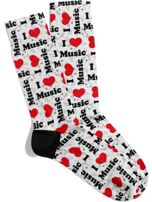 Eğlenceli Çorap Unisex I Love Music Çorap