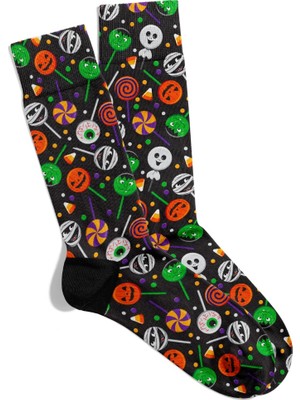 Eğlenceli Çorap  Unisex Hallowen  Şeker Baskılı Çorap