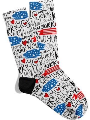 Eğlenceli Çorap  Unisex Ny City Love Travel Baskılı Çorap
