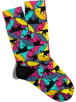 Eğlenceli Çorap Unisex  Black Cat Baskılı Çorap